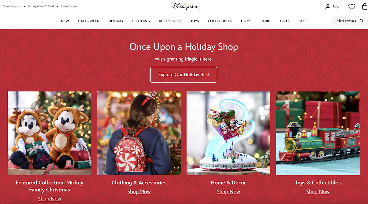 disney store christmas shop screenshot