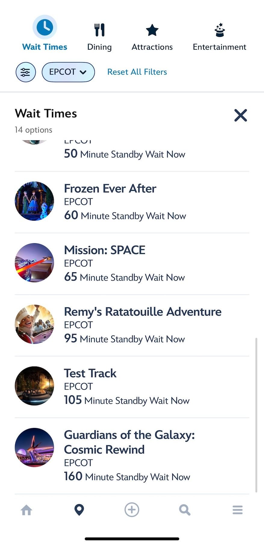 epcot wait times