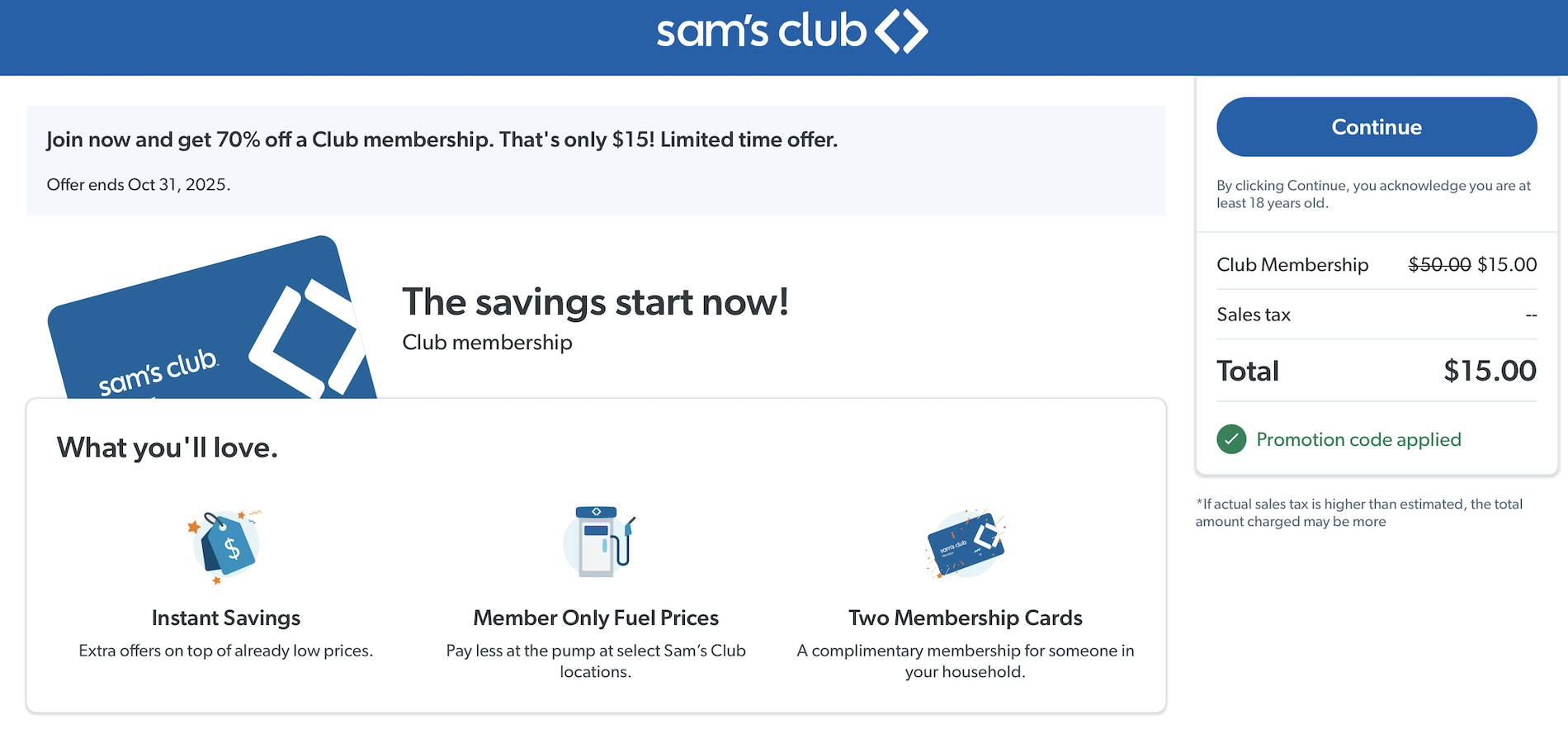 Sams Club membership