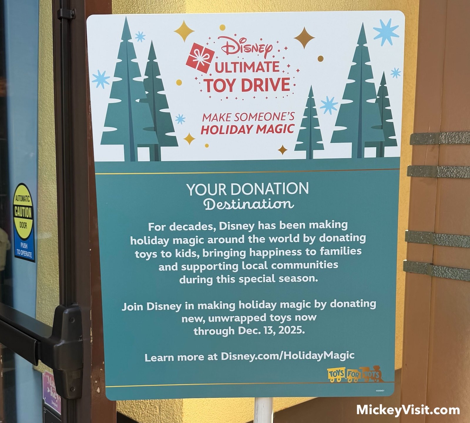 Disney Ultimate Toy Drive sign