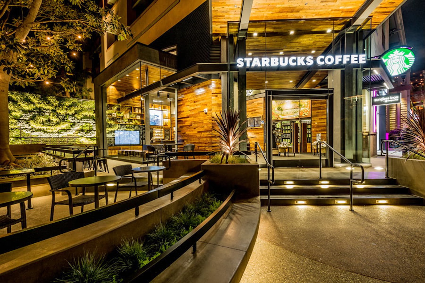 Starbucks Downtown Disney location nighttime