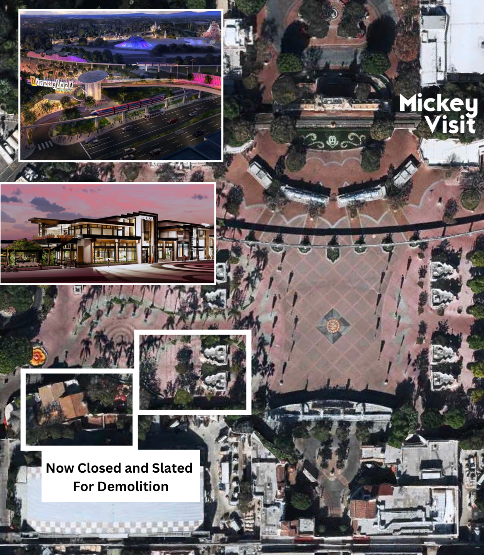 map of disneyland esplanade with closures for portos