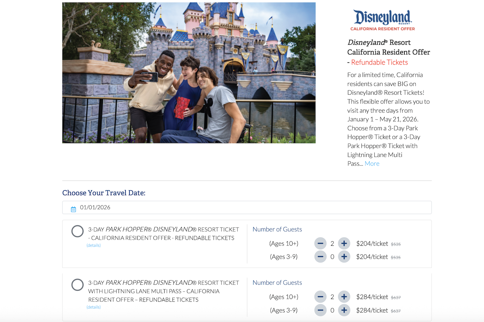 Disneyland California resident ticket deal