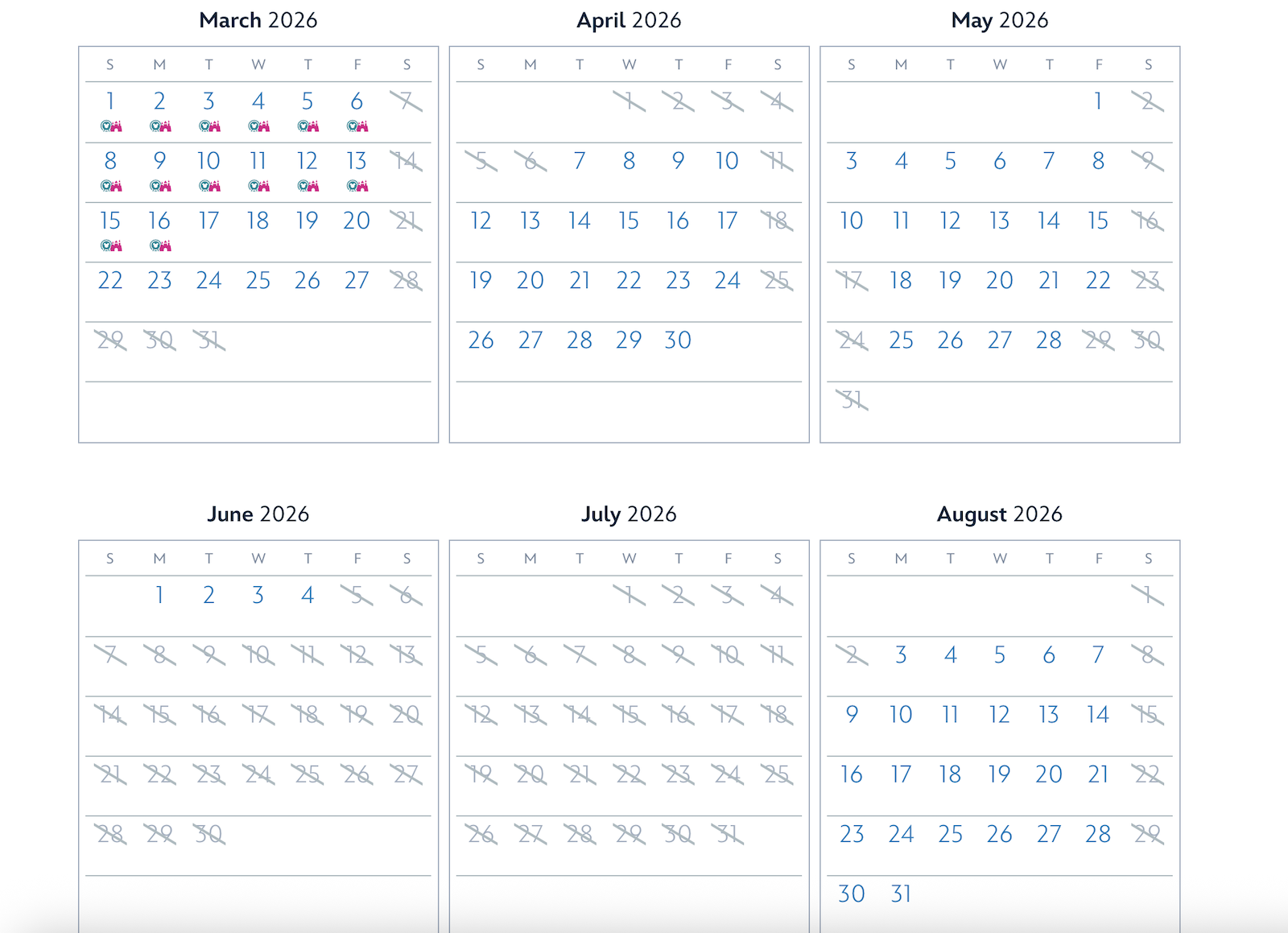 Enchant Key summer blockout dates