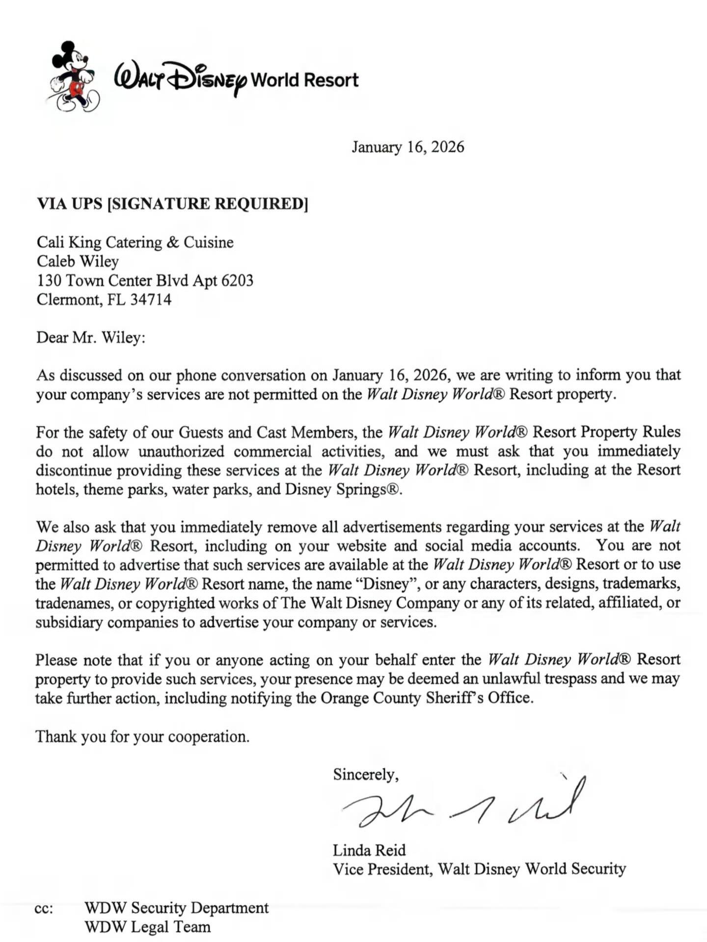 Cease and Desist Order