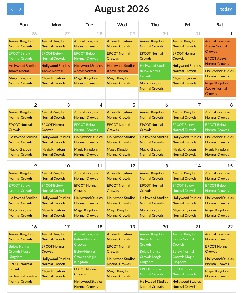 mickey visit disney world crowd calendar