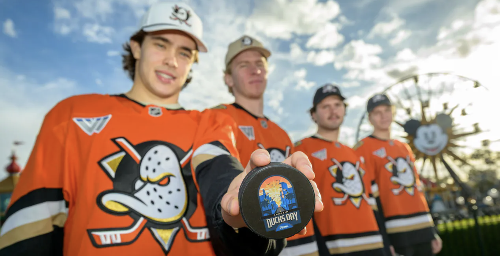 Anaheim Ducks hockey players at Disney California Adventure