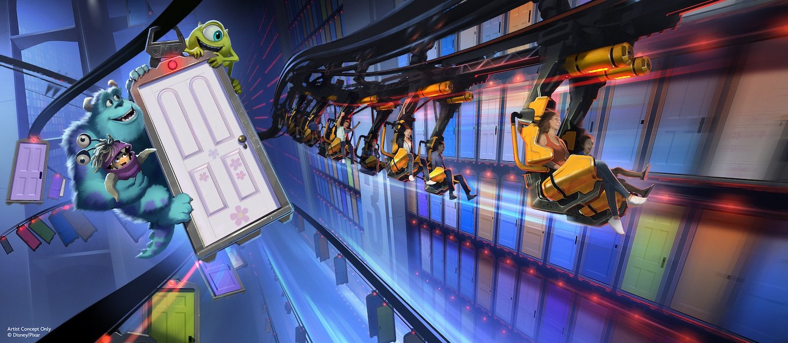 Monsters Inc doors roller coaster