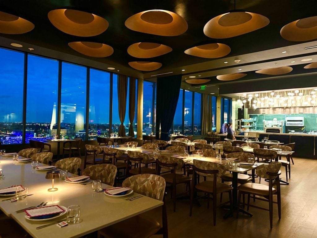 Newly redesigned interior dining room at Top of the V rooftop restaurant