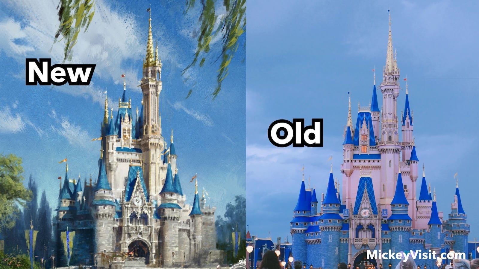 Cinderella Castle old new paint