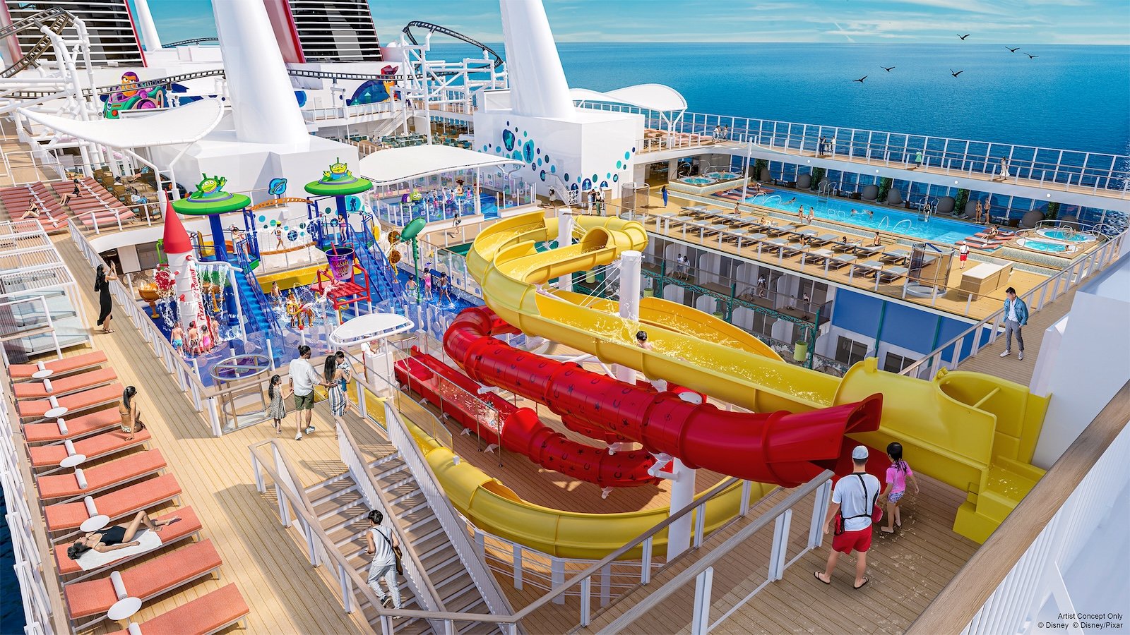 Toy Story slides on Disney Adventure cruise ship