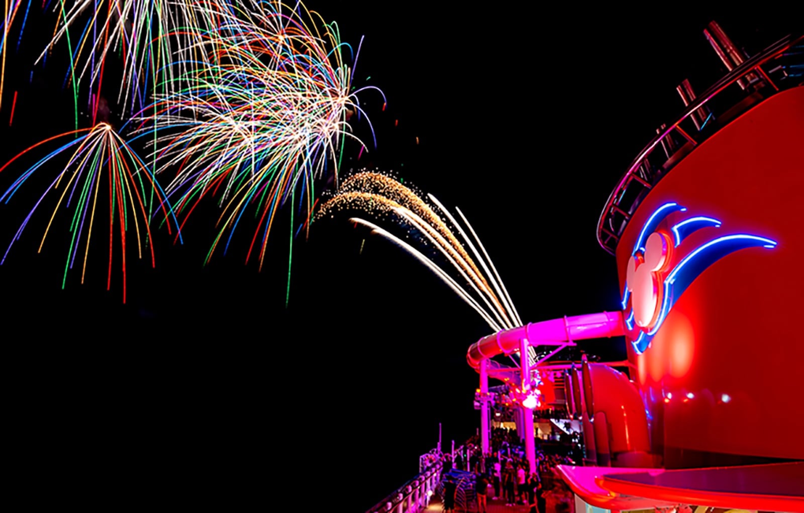 Fireworks on Disney cruise ship