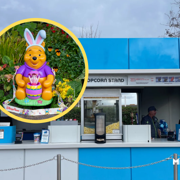 Disney World popcorn stand and Winnie the Pooh bucket
