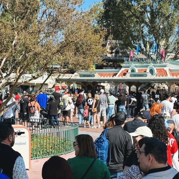 Disneyland entrance crowd