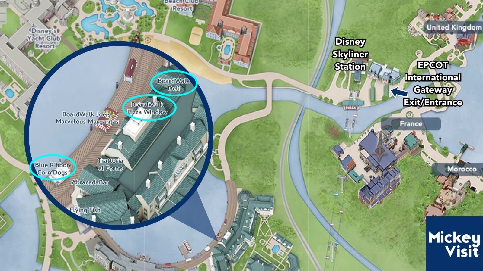 Disney's BoardWalk map walk to EPCOT