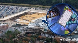 Monsters Inc roller coaster construction