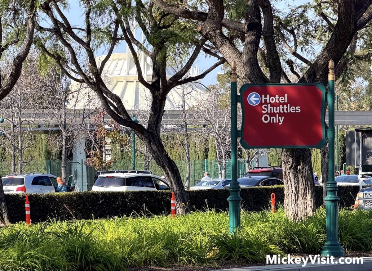 Disneyland shuttle service sign