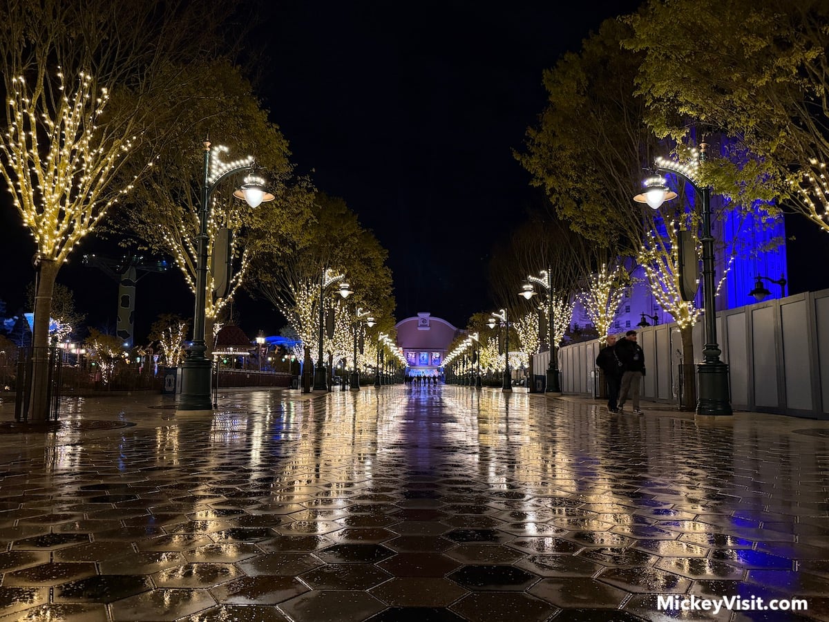 disney nighttime view of adventure way