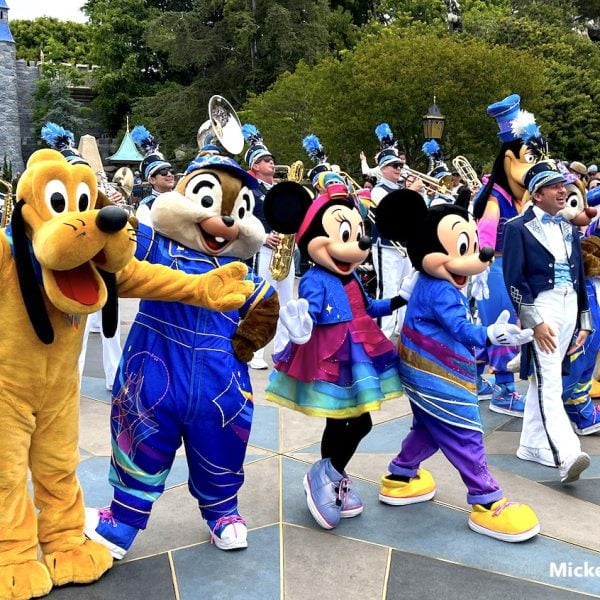 disneyland characters with marching band