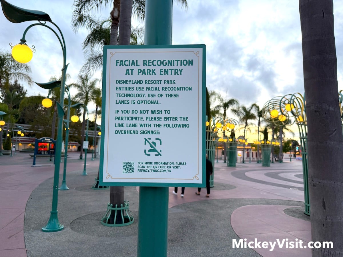 disneyland facial recognition sign