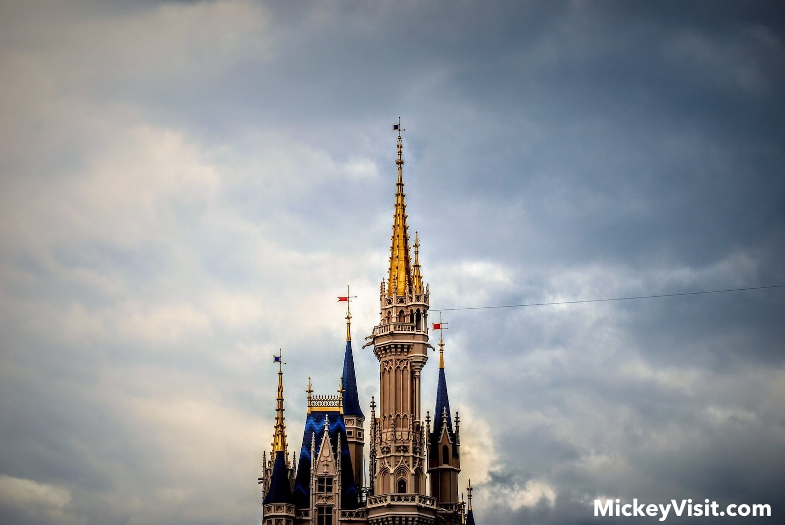 Cinderella Castle with storm clouds