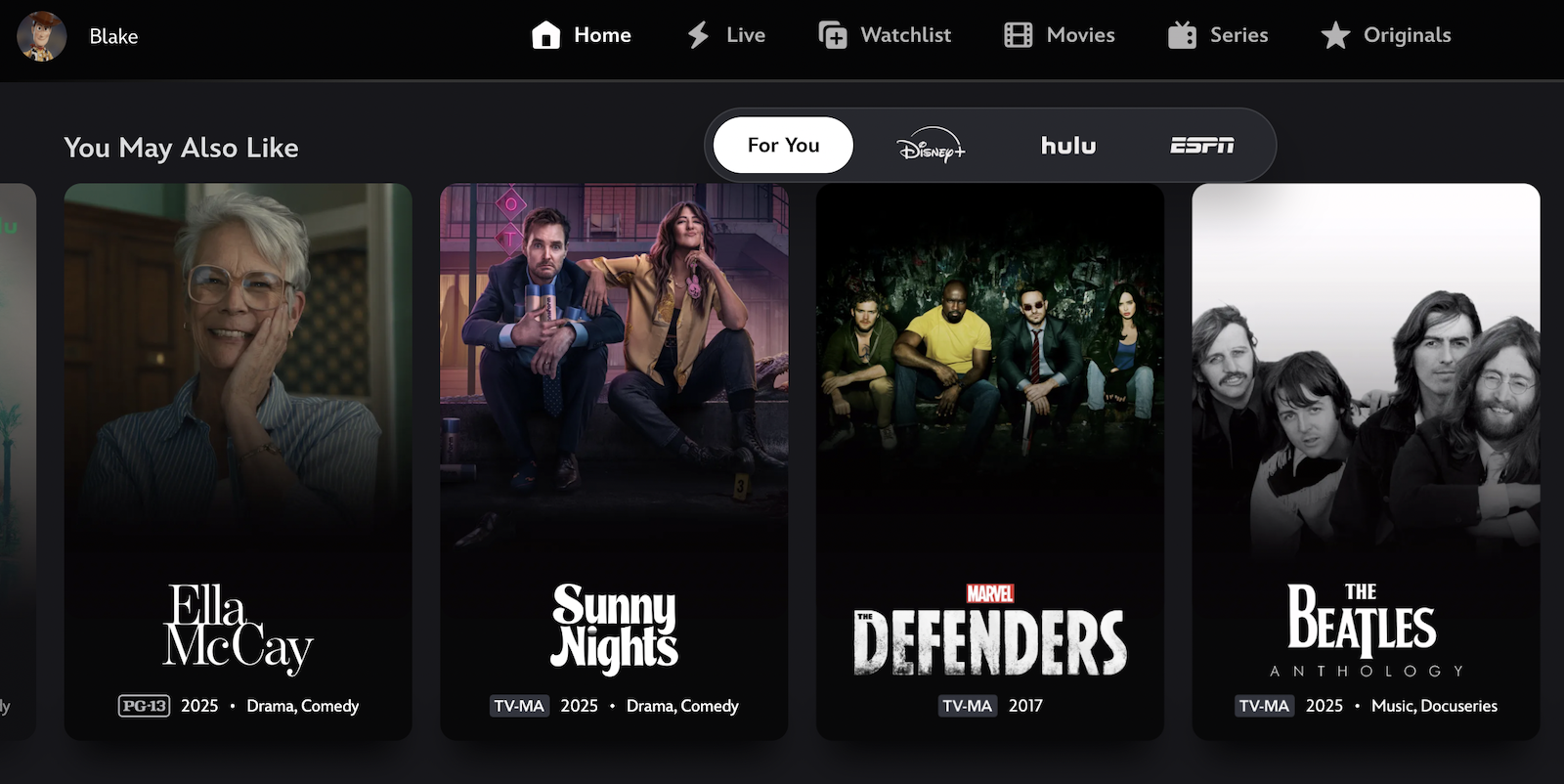 Disney+ menu