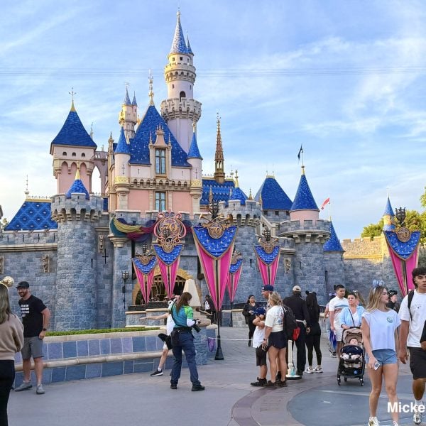 crowds in front of Sleeping Beauty Castle