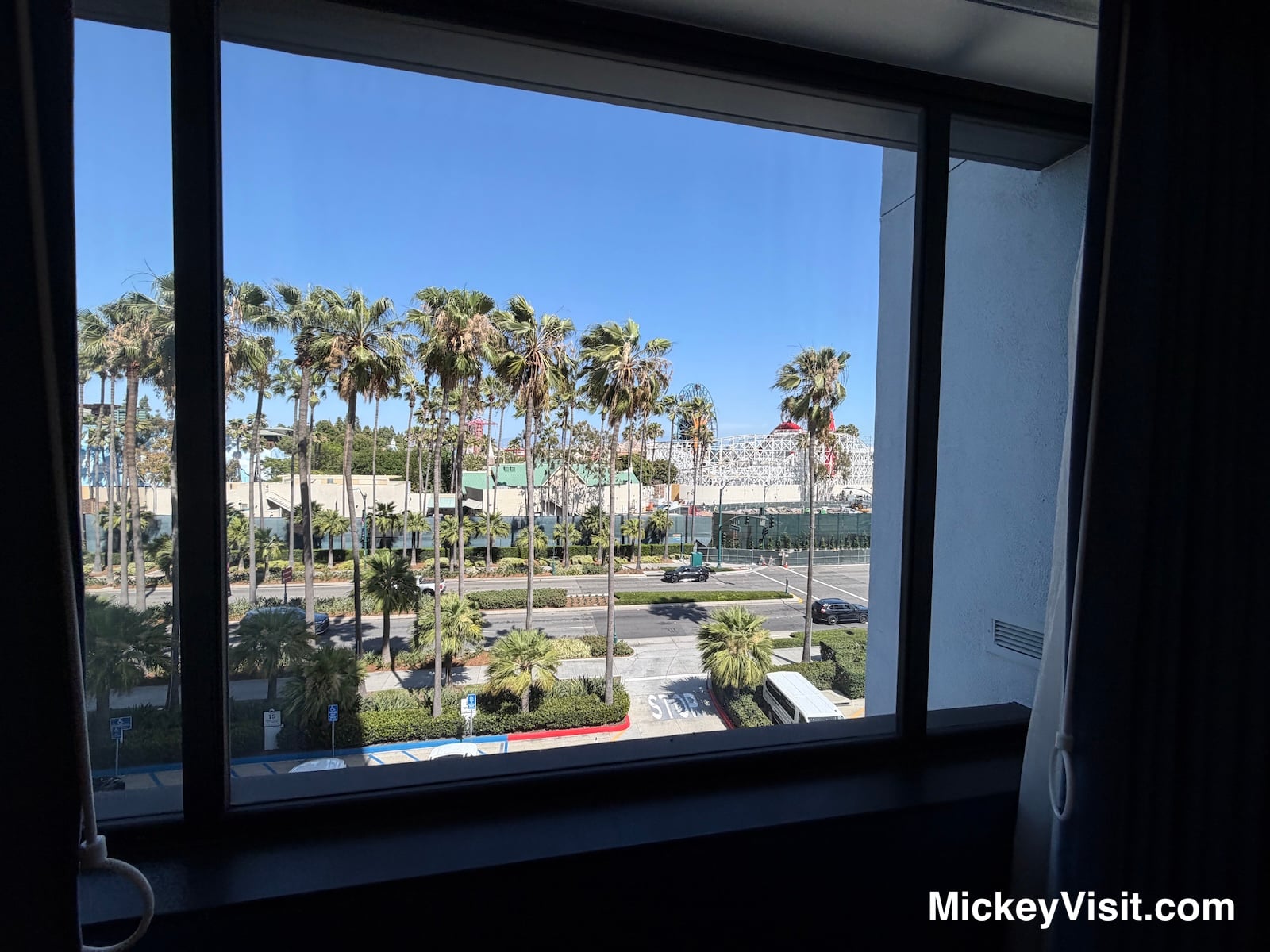 Pixar Place Hotel at Disneyland room view of Disney California Adventure
