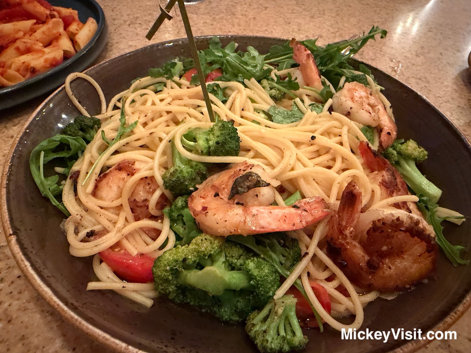 Spaghetti Aglio Olio with shrimp at Wine Country Trattoria