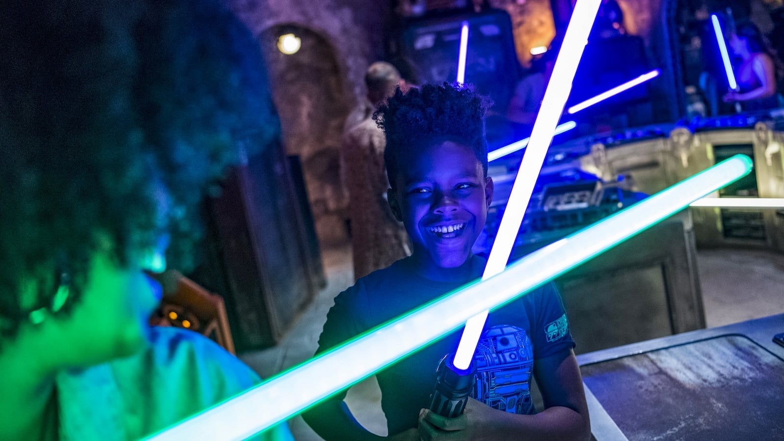 Kids with lightsabers