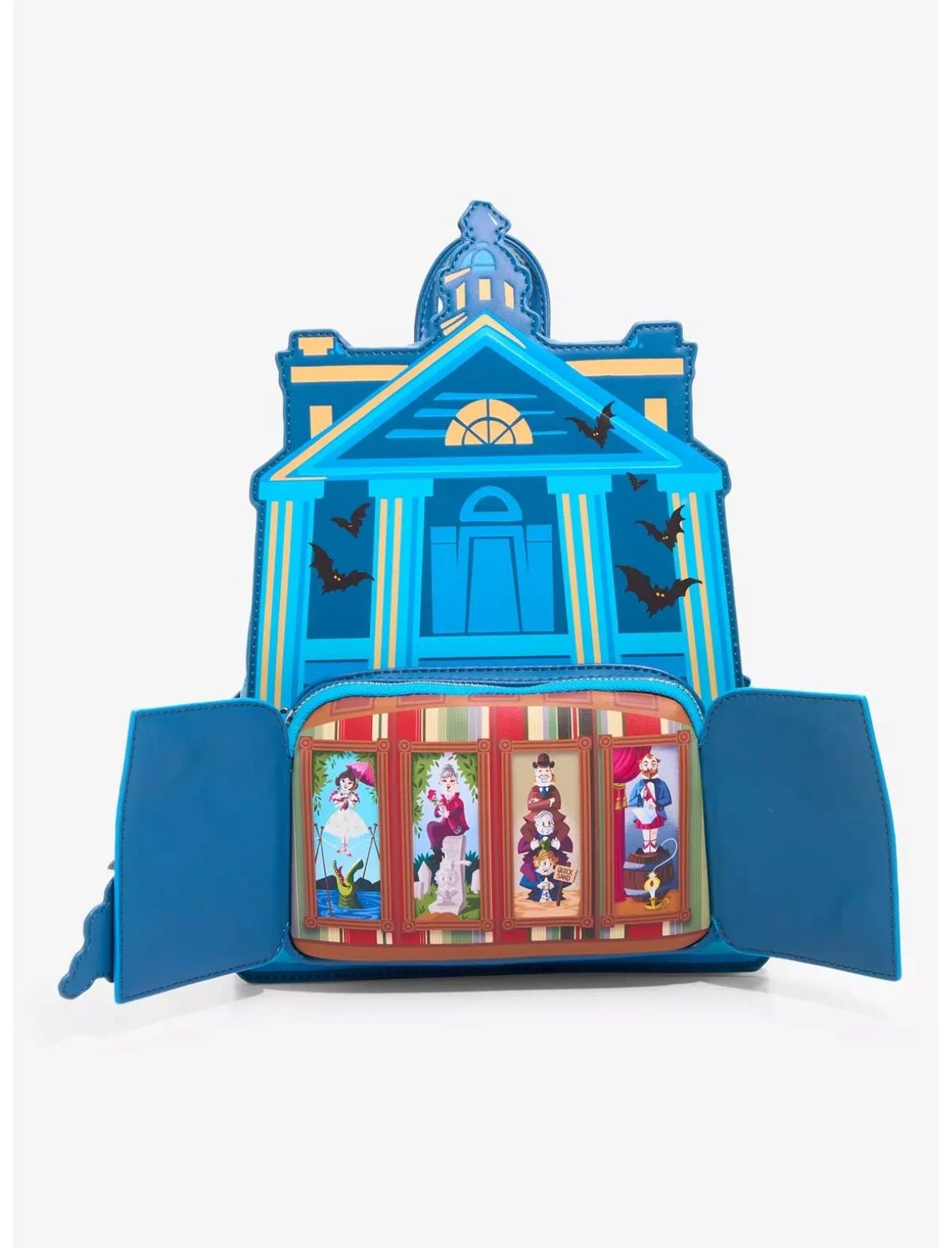 Front facing view of Haunted Mansion-inspired Loungefly bag