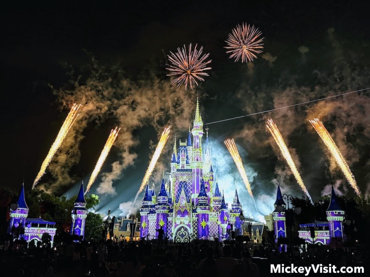 Castle with fireworks