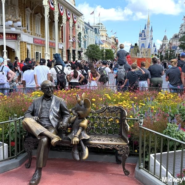 Roy Disney and Minnie statue at Magic Kingdom