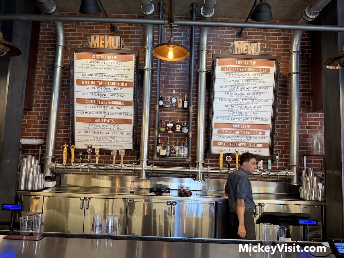 BaseLine Tap House bar menu