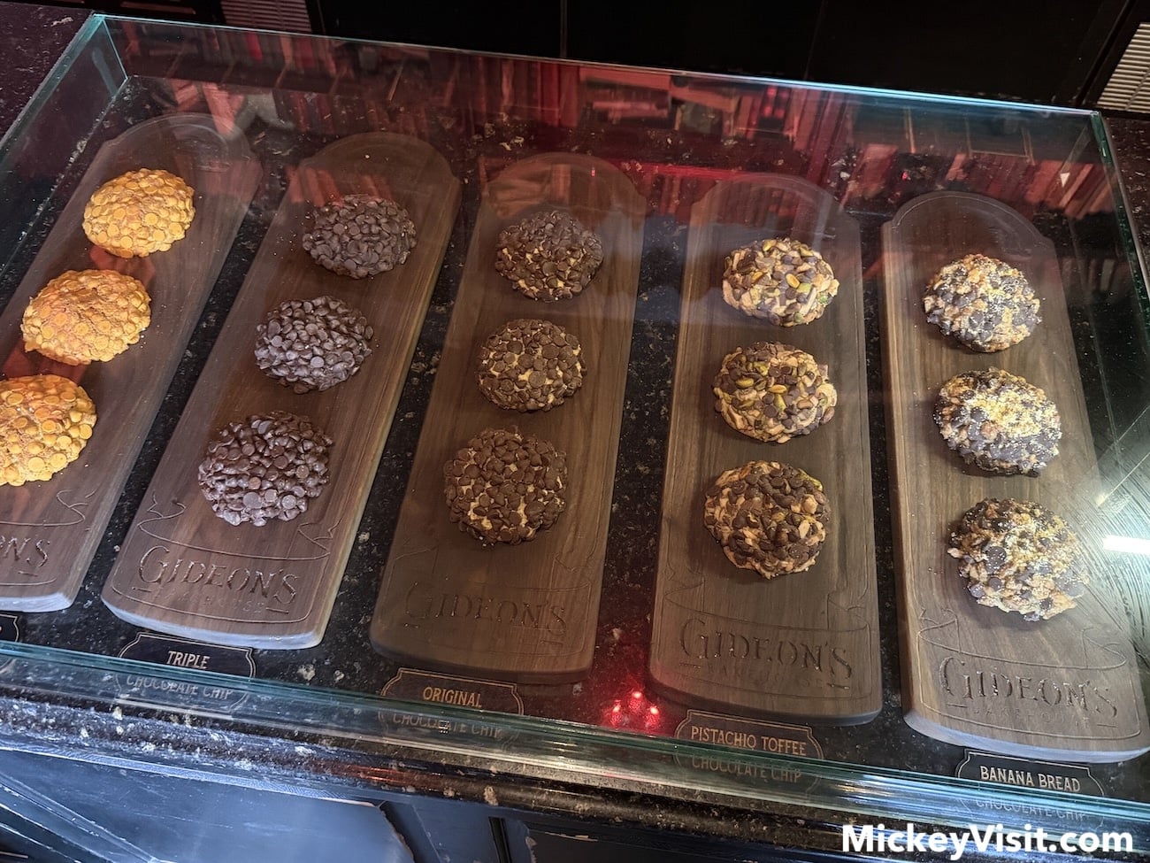 Triple Chocolate Chip, Original Chocolate Chip, Pistachio Toffee Chocolate Chip, Banana Bread Chocolate Chip cookies