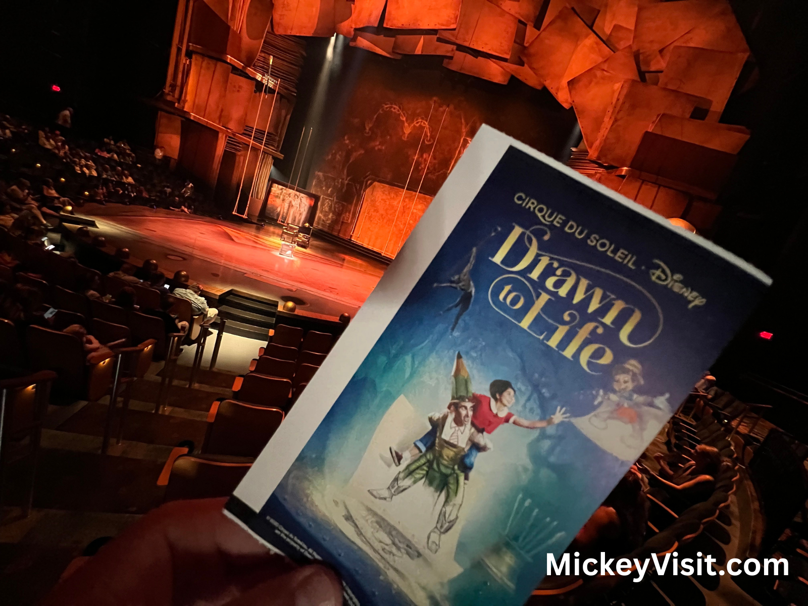 Cirque du Soleil pamphlet in front of stage