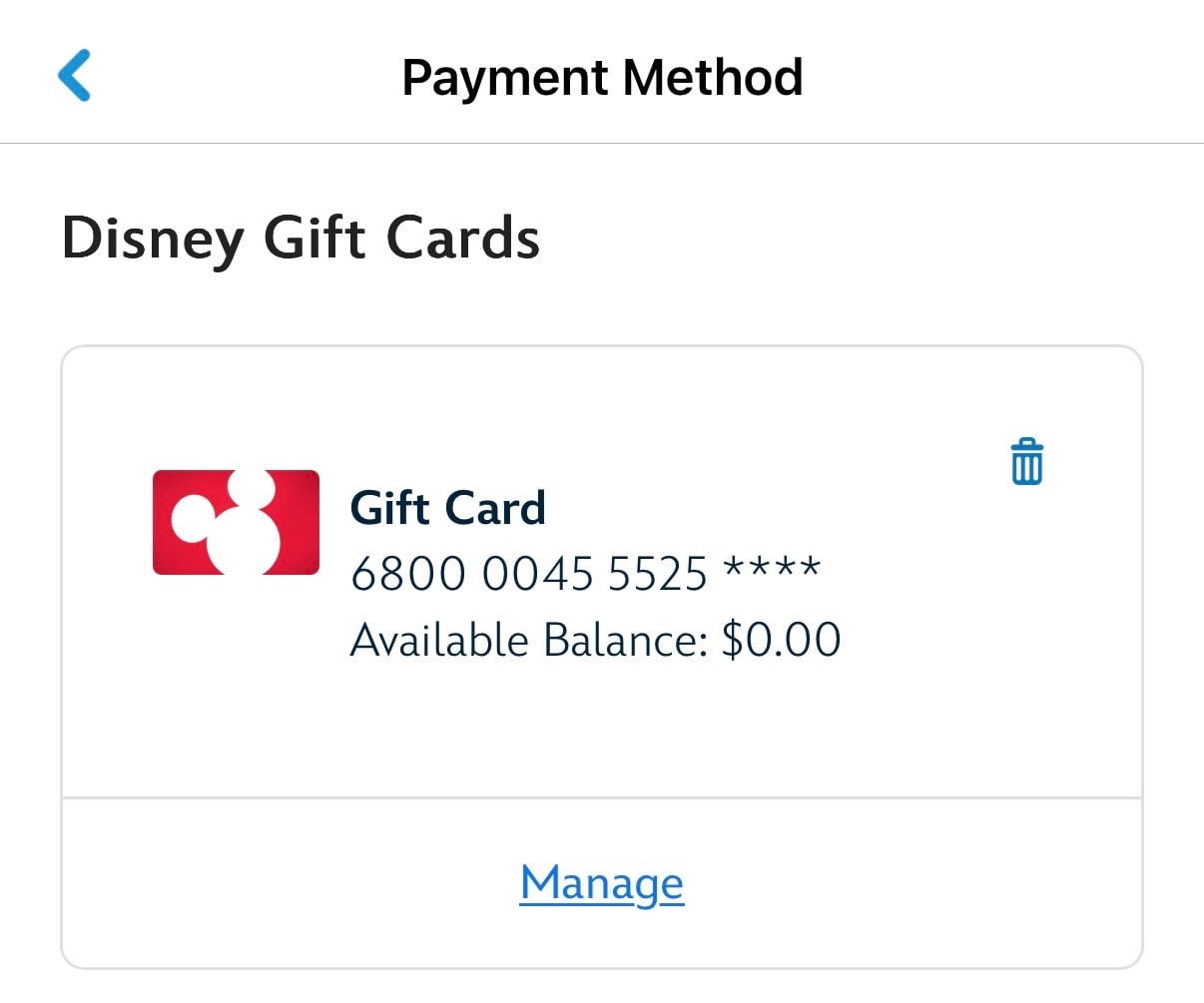 Disney gift card app