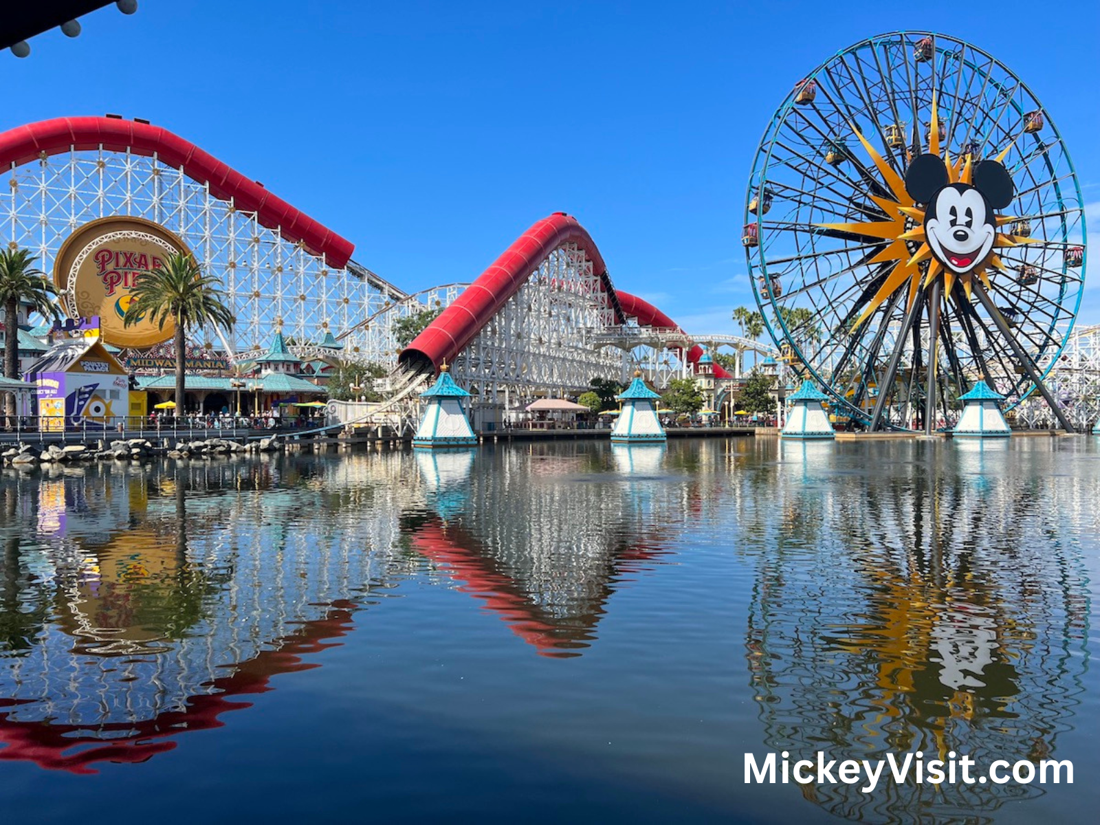 Pixar Pier landscape with water reflection