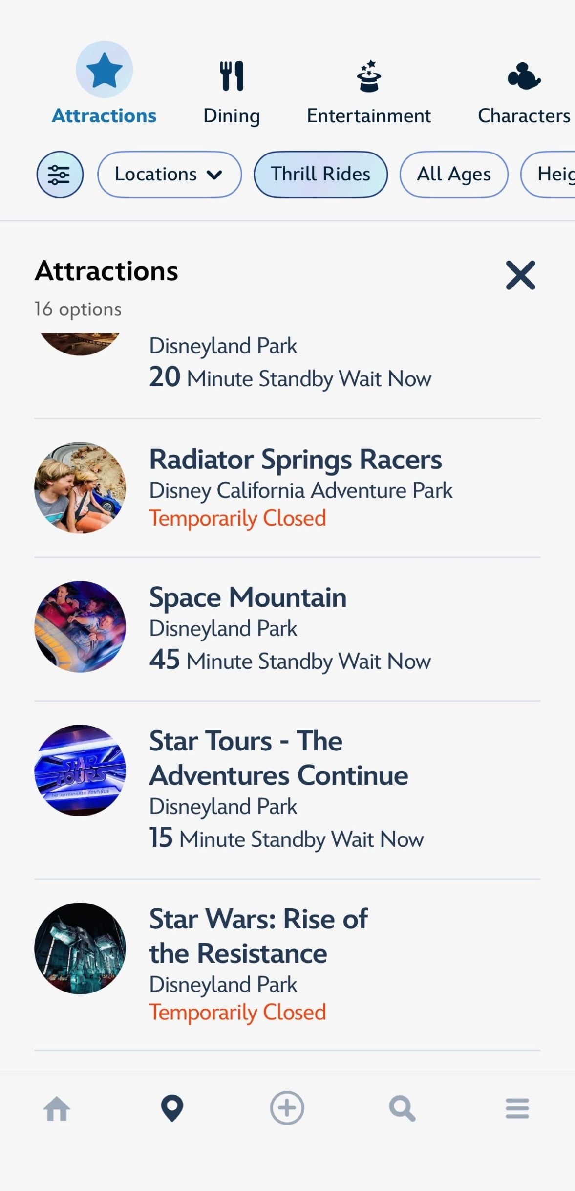 Screenshot via Disneyland app