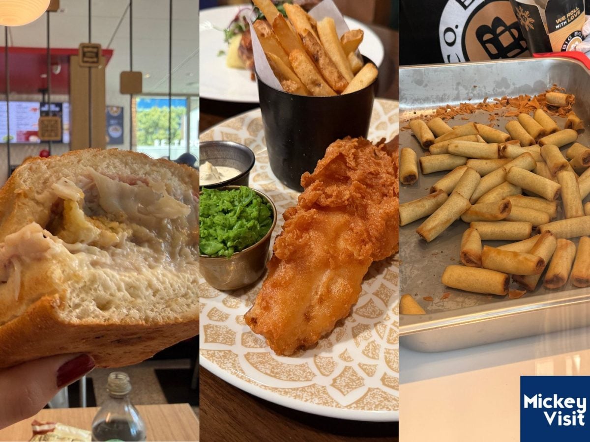 Sandwich, fish and chips, lumpia