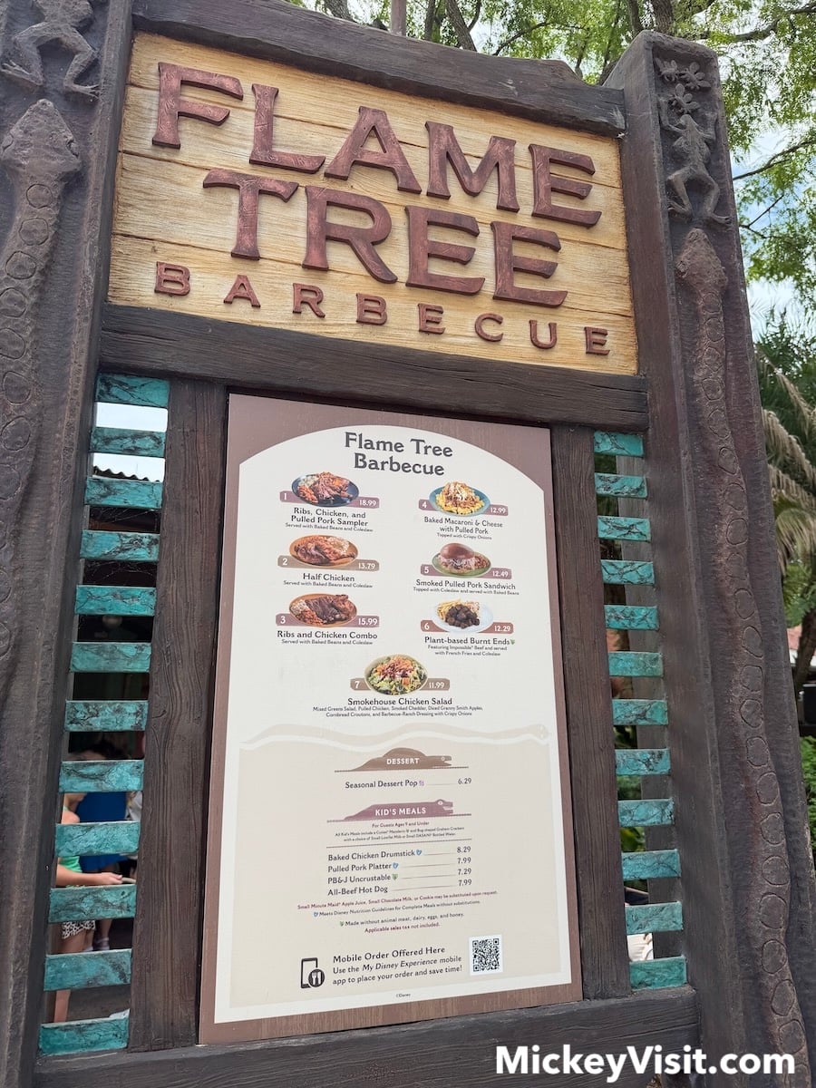 Flame Tree Barbecue menu
