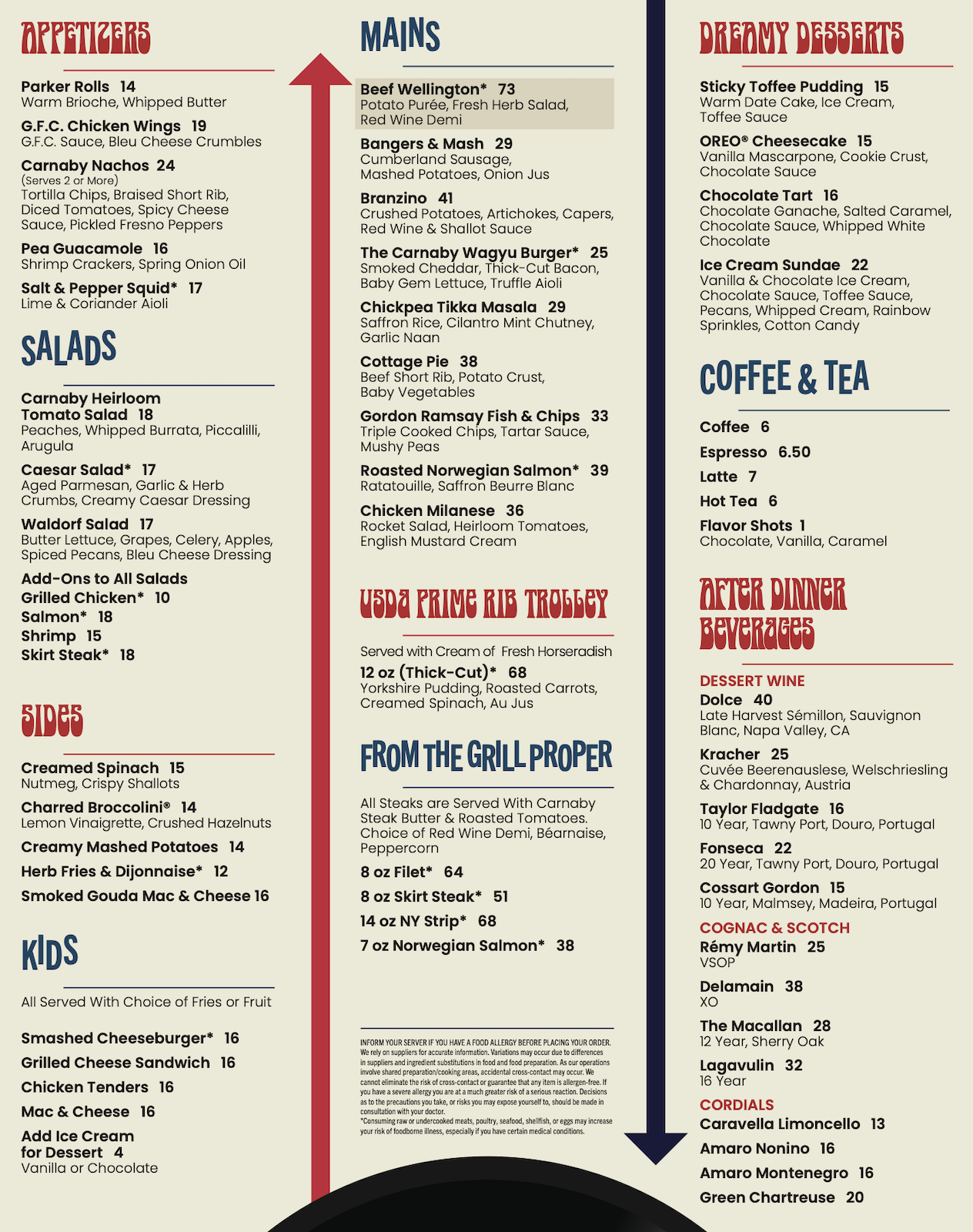 Menu at Gordon Ramsay at The Carnaby