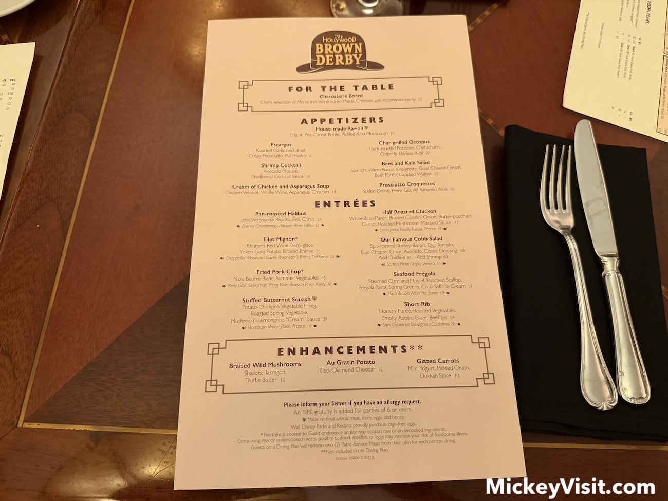 Hollywood Brown Derby menu