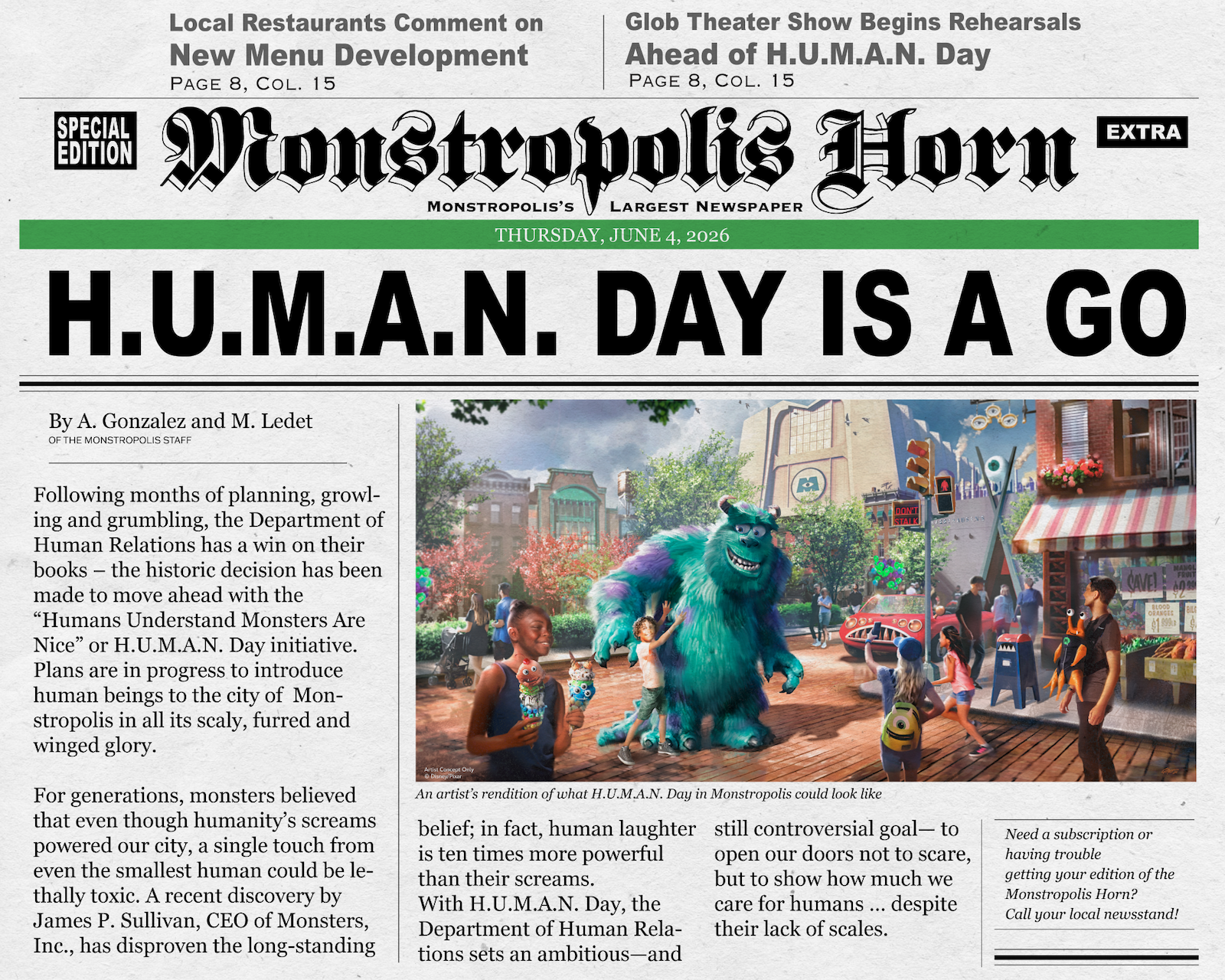 Monstropolis newspaper