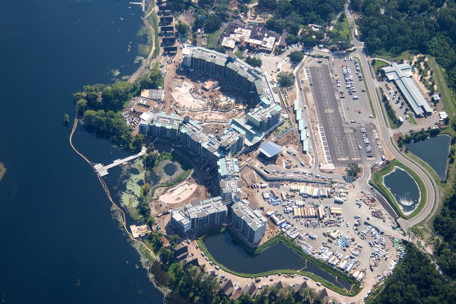 Overview - Disney Lakeshore Lodge hotel construction, July 2026, Walt Disney World - photo by bioreconstruct