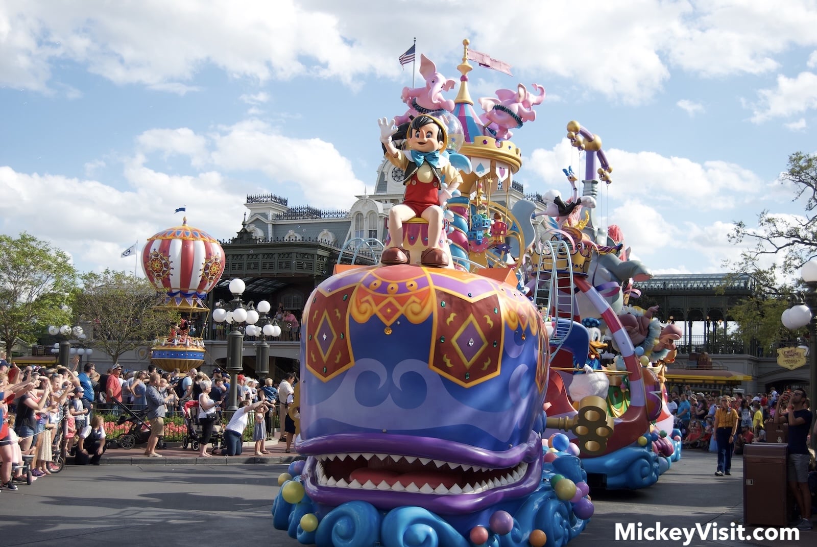 Pinochio whale float in Festival of Fantasy Parade
