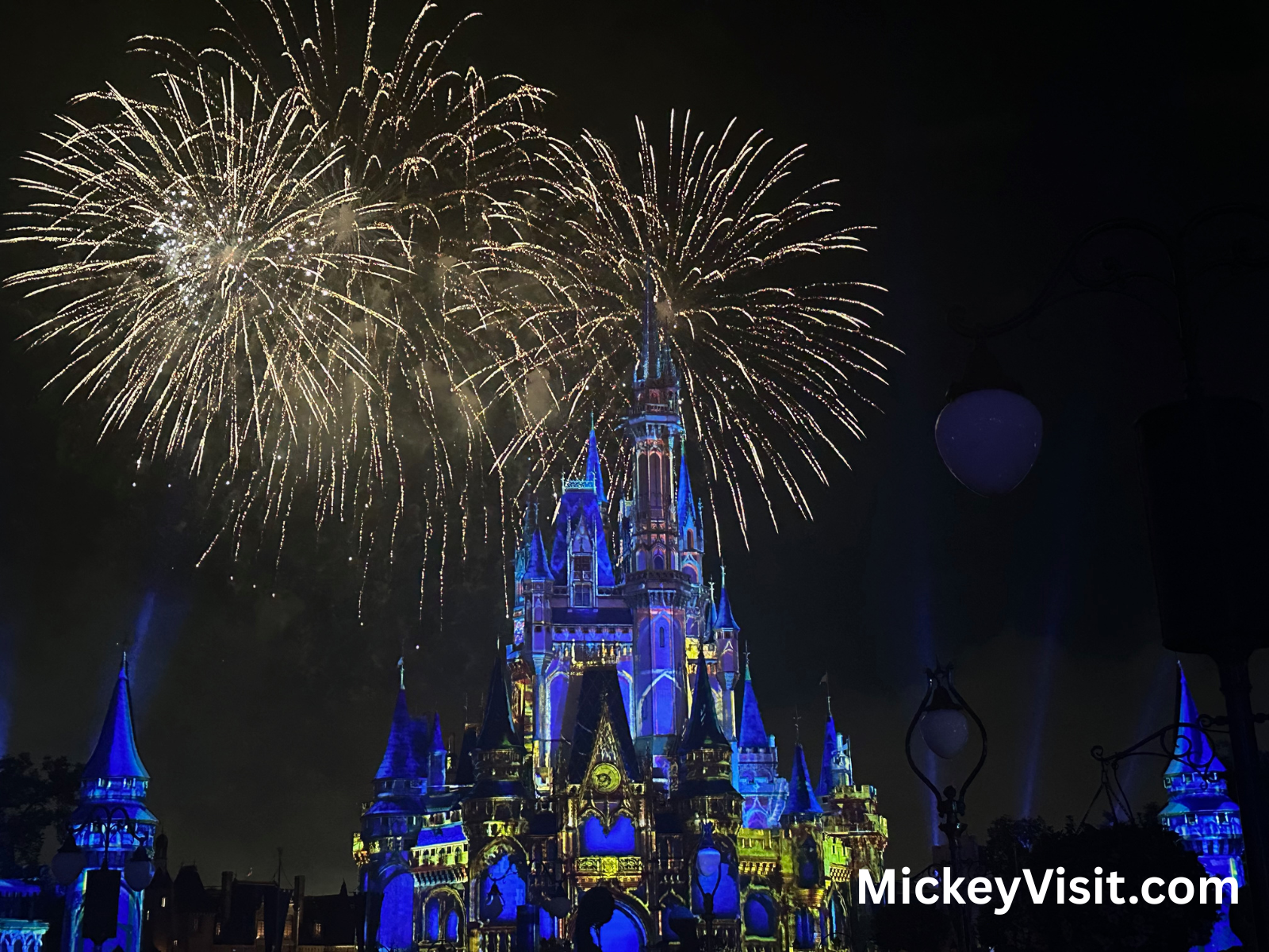 Fireworks behind Cinderella castle