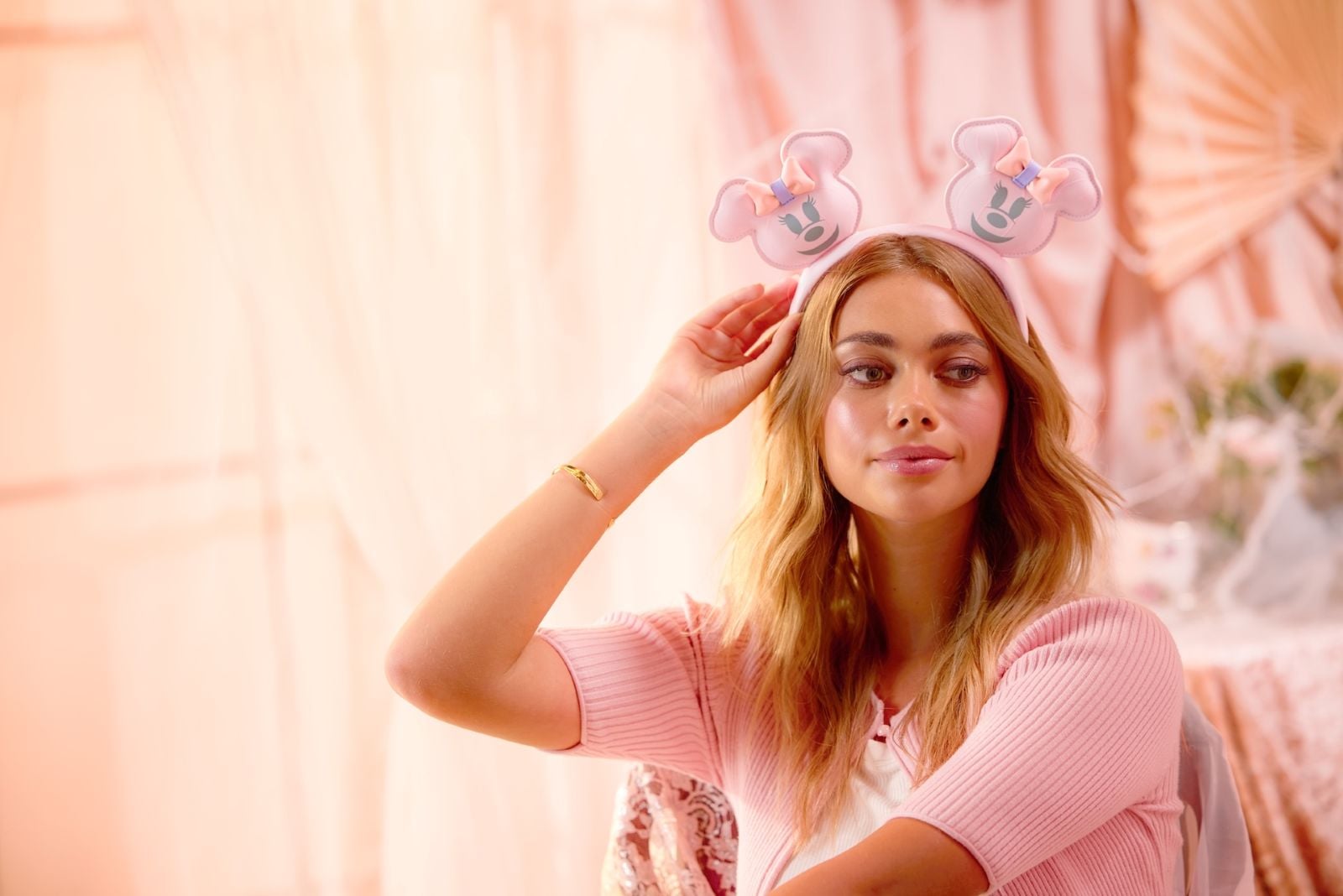 Pink Minnie Mouse ear headband