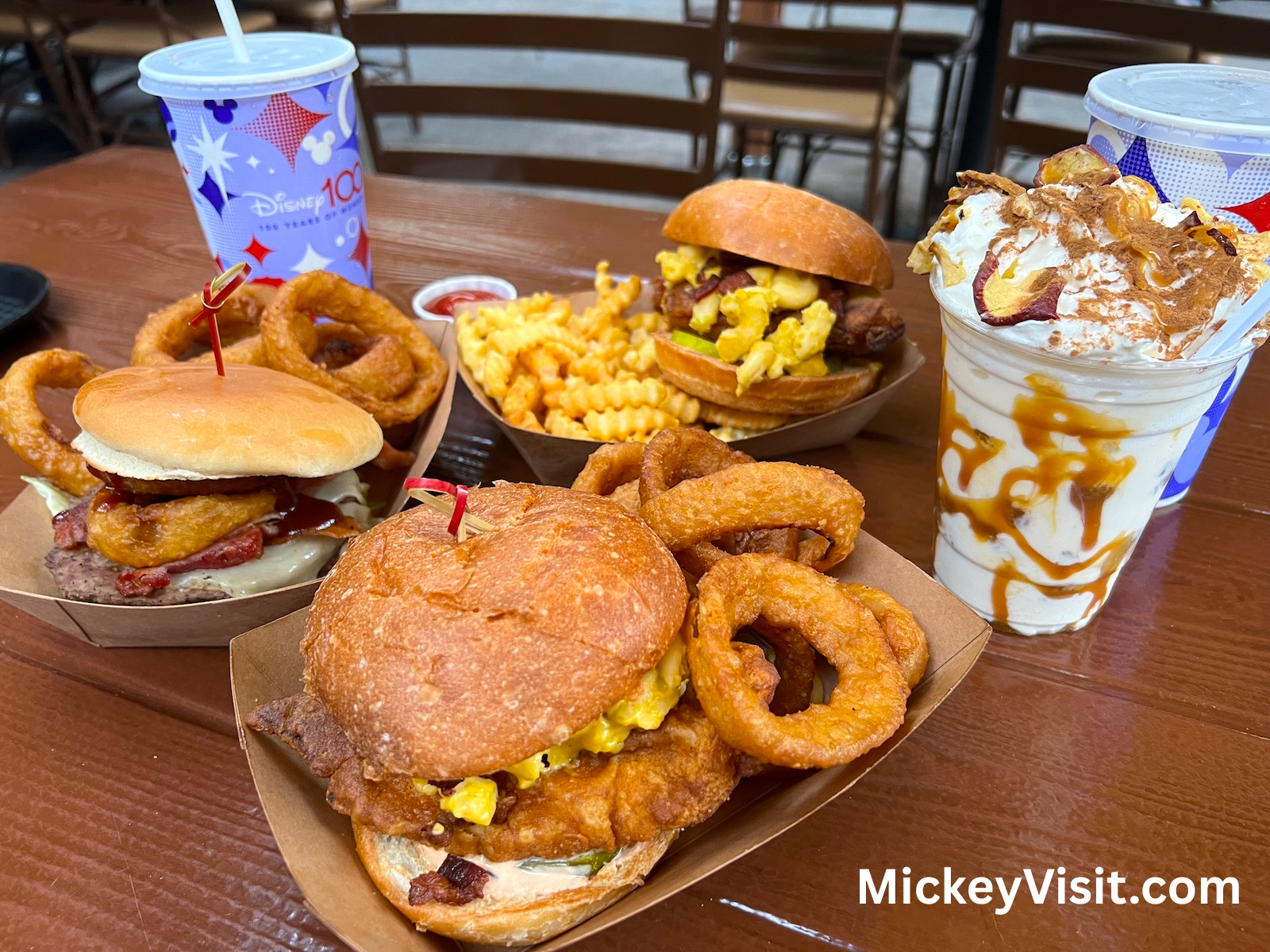 Three burgers on a table at Smokejumpers