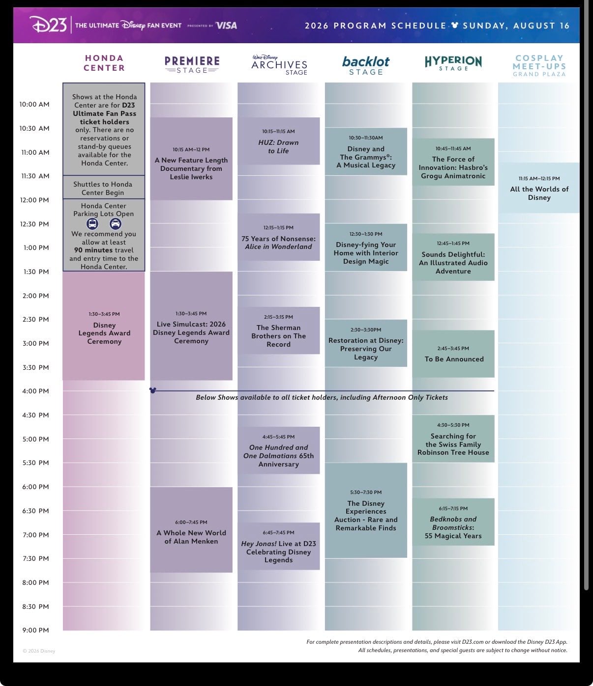 sunday d23 expo schedule